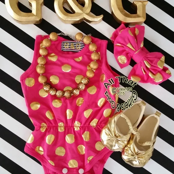 Romper Onepiece Bodysuit Hot Pink For Toddler Girls - Picture 1 of 3